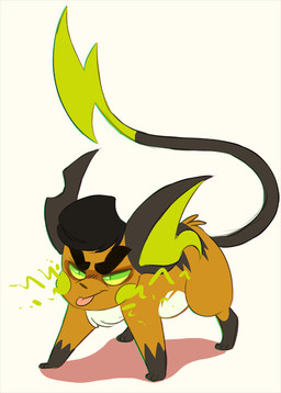 ambiguous_gender black_body black_ears black_eyebrows black_fur black_hair black_stripes black_tail blep dipstick_tail eyebrows feral fur green_inner_ear green_tail green_tail_tip hair leg_markings markings orange_body orange_fur pattern_background pink_tongue quadruped shadow simple_background socks_(marking) solo striped_background stripes tail tail_markings tongue tongue_out white_background white_body white_fur princelykaden nintendo pokemon generation_1_pokemon pokemon_(species) raichu
