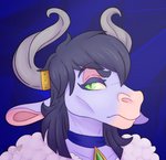 anthro female green_eyes horn pink_nose solo deanwolfwood bovid bovine cattle mammal digital_media_(artwork) icon