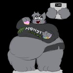 anthro biped bottomless clothed clothed_anthro clothed_male clothing front_view male morbidly_obese obese overweight overweight_male pose solo standing text text_on_clothing text_on_topwear topwear fatbitchez4life kapi felid feline mammal alpha_channel digital_drawing_(artwork) digital_media_(artwork) flat_colors full-length_portrait portrait