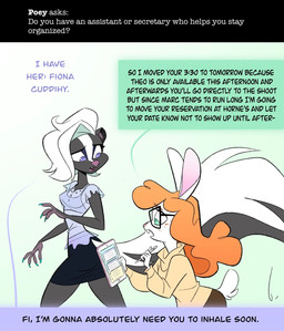 4_fingers anthro ask_blog big_tail biped bottomwear bra buckteeth clothed clothed_anthro clothed_female clothing color_coded color_coded_speech_bubble countershade_hands countershading duo eyebrow_through_hair eyebrows eyewear female female_anthro fingers fully_clothed fully_clothed_anthro fully_clothed_female glasses gradient_background hair holding_stylus holding_tablet holding_tablet_computer holding_tablet_pen markings pink_nose polygonal_speech_bubble rabbit_ears red_hair short_tail simple_background skirt snout speech_bubble striped_markings striped_tail stripes stylus sweater tablet_computer tail tail_markings teeth toony topwear translucent translucent_clothing translucent_hair translucent_topwear turtleneck underwear wearing_glasses white_hair white_striped_fur white_stripes birchly courtney_brushmarke fiona_cuddihy lagomorph leporid mammal mephitid rabbit skunk striped_skunk 2023 hi_res