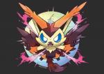 ambiguous_gender black_background butt_wings simple_background solo unusual_wing_placement wings dragonith fakemon nintendo pokemon generation_5_pokemon legendary_pokemon mega_evolution pokemon_(species) victini