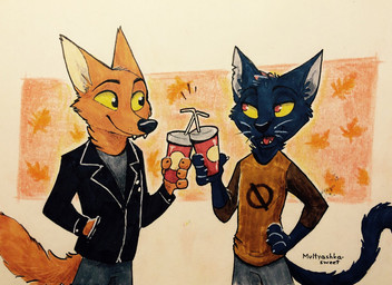 2017 4_fingers anthro beverage black_fur canine cat clothed clothing cute_fangs duo feline female fox fur gregg_(nitw) mae_(nitw) male mammal multyashka-sweet nitw red_eyes simple_background smile standing tan_fur whiskers yellow_eyes
Rating: Safe
Score: 1
User: TheCrouchingFox
Date: August 22, 2017 2017 4_fingers anthro beverage black_fur canine cat clothed clothing cute_fangs duo feline female fox fur gregg_(nitw) mae_(nitw) male mammal multyashka-sweet nitw red_eyes simple_background smile standing tan_fur whiskers yellow_eyes
Rating: Safe
Score: 1
User: TheCrouchingFox
Date: August 22, 2017