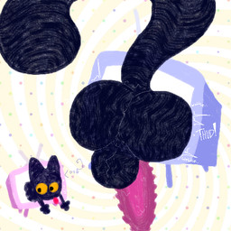 abstract_background animal_genitalia animal_penis backsack balls big_butt big_penis black_body black_fur blep bodily_fluids butt confusion dotted_background electronics feline_genitalia feline_penis feral fur genitals male male_feral pattern_background paws penis question_mark simple_background solo spiral_background stuck sweat television text tongue tongue_out toony yellow_eyes yegg_yolk 7th_beat_games a_dance_of_fire_and_ice world_7_cat_(adofai) domestic_cat felid feline felis mammal 1:1 low_res