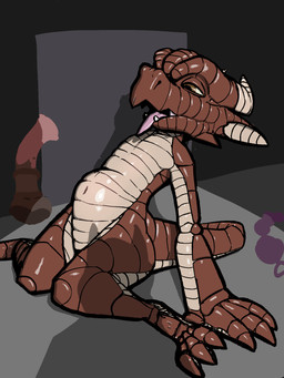 abdominal_bulge ambiguous_gender ambiguous_penetration anal_beads animal_dildo animal_sex_toy anthro arm_support big_hands claws countershading curved_horn dildo dildo_sitting equine_dildo facial_spikes fangs featureless_chest glistening glistening_body horn leaning leaning_backward masturbation multicolored_body multicolored_scales nude obscured_penetration open_mouth penetration pointy_ears red_body red_scales ridged_horn scales sex_toy short solo spikes spikes_(anatomy) tail tan_body tan_countershading teeth toe_claws tongue tongue_out toying_self two_tone_body two_tone_scales semi-furr kobold scalie hi_res