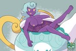 bathing big_breasts blue_hair breasts female hair looking_at_viewer nipples nude purple_body solo teapot yellow_eyes yellow_nipples sudsypup nintendo pokemon illya_(shadyshadsie) generation_8_pokemon humanoid pokemon_(species) polteageist 3:2 hi_res