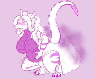 anthro belly big_breasts blush breasts clothed clothing diaper diaper_only excessive_feces eyes_closed feces female hand_on_belly hyper hyper_feces hyper_soiling non-mammal_breasts pooping scatplay simple_background soiled_diaper soiling soiling_diaper solo tail topless unclean_diaper used_diaper using_diaper wearing_diaper xchiseaxmargaritax mythology dragon mythological_creature mythological_scalie scalie