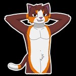 anthro brown_body brown_eyes brown_fur brown_hair fur hair looking_at_viewer male orange_body orange_fur outline pink_nose presenting shirtless shirtless_anthro shirtless_male simple_background smile solo tail transparent_background white_body white_fur white_outline ghatos ghatos_(ghatos) domestic_cat felid feline felis mammal 1:1 alpha_channel hi_res