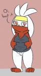 anthro bottomless clothed clothing female genitals pussy red_eyes solo standing lowtier_(artist) nintendo pokemon generation_8_pokemon lagomorph mammal pokemon_(species) raboot 2019