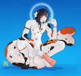animal_genitalia animal_penis anthro balls big_penis bodily_fluids equine_genitalia equine_penis erection fish_tail genitals hair male nude penile penis simple_background smile solo tail white_body kaiwhero amur_carp aquatic carp cyprinid cypriniform equid equine fish horse koi mammal typical_carp absurd_res hi_res