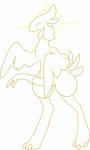 genitals male penis solo sun_god vahram vivigator avian bird deity absurd_res hi_res monochrome yellow_and_white