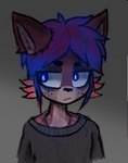 anthro blue_eyes blue_hair clothing color_sketch dirty emotionless fur grey_body grey_clothing grey_fur hair male nexstory solo toony nikolost ernesto_(nexstory) felid feline hybrid lynx mammal hi_res sketch