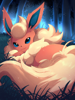 3_toes :3 ambiguous_feral ambiguous_gender black_eyes black_nose blue_eyes blue_inner_ear feet feral fluffy fluffy_tail forest fur glistening glistening_eyes grass light looking_at_viewer lying mouth_closed multicolored_body multicolored_eyes multicolored_fur nature night on_side orange_body orange_ears orange_fur outside paws plant quadruped ruff solo tail tan_body tan_fur tan_tail toes tree two_tone_body two_tone_fur rumine nintendo pokemon eeveelution flareon generation_1_pokemon mammal pokemon_(species) 2026 hi_res lighting shaded