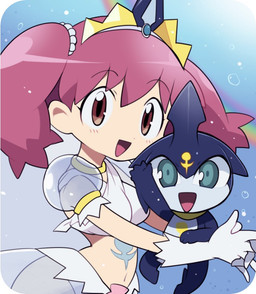 ambiguous_gender anthro blush breasts chibi clothed clothing duo female kemono looking_at_viewer male navel open_mouth open_smile semi-anthro smile tongue ichthy0stega sgt._frog meru_(sgt._frog) natsumi_hinata aquatic human mammal 2015