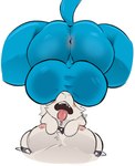 anthro anus balls balls_on_face big_balls big_dom_small_sub blue_body blue_fur bodily_fluids dominant drooling duo faceless_character faceless_male fur genitals larger_male male male/male muscular muscular_male nipples open_mouth saliva simple_background size_difference submissive submissive_male tail these_aren't_my_glasses tongue tongue_out white_body white_fur sbevil nintendo pokemon nagisalucario bovid caprine generation_4_pokemon goat lucario mammal pokemon_(species) hi_res