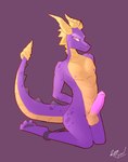 activision angry anthro anthrofied balls bound cuff_(restraint) dragon european_mythology genitals hi_res horn lynnsnowmew male mythological_creature mythological_scalie mythology nipples penis purple_body purple_eyes restraints scalie shackled shackles solo spyro spyro_the_dragon tail thick_thighs western_dragon