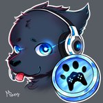 blue_eyes controller electronics face_only game_controller gaming glowing glowing_eyes headgear headphones headset male navy_fur solo tongue tongue_out nello_the_tiger canid canine canis domestic_dog mammal 1:1 headshot_portrait hi_res icon portrait