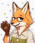 5_fingers anthro claws clothed clothing eyewear fangs fingers fur glasses looking_at_viewer male solo teeth fuguri citail vtuber ono_kitsune canid canine fox mammal 2018 hi_res