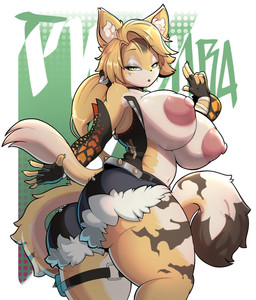 anthro bedroom_eyes big_breasts big_butt blonde_hair bottomwear breasts brown_body brown_fur butt clothing female fingerless_gloves fur gloves green_eyes hair handwear huge_breasts long_hair looking_at_viewer multicolored_body multicolored_fur narrowed_eyes seductive shorts solo tail tan_body tan_fur thick_thighs yellow_body yellow_fur foxgumie mihoyo zenless_zone_zero pulchra_fellini felid feline mammal thiren 2025 hi_res