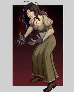 anthro black_body black_fur black_hair bodily_fluids breasts claws cleavage clenched_teeth clothed clothing crying dress female fur grey_body grey_fur hair jewelry long_hair looking_at_hand looking_at_self mid_transformation necklace pawpads sharp_teeth solo tears teeth transformation yellow_eyes zulivaris mythology canid canine human mammal mythological_canine mythological_creature werecanid werecanine werecreature werewolf hi_res trans_(lore)