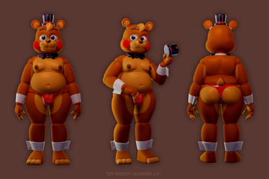 anthro belly big_butt bow_tie butt clothing hat headgear headwear machine male nipples solo standing thong underwear miitro_d miitro_d_(modeler) five_nights_at_freddy's five_nights_at_freddy's_2 scottgames toy_freddy_(fnaf) animatronic bear mammal robot 3:2 3d_(artwork) absurd_res blender_(artwork) digital_media_(artwork) hi_res