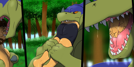 abdominal_bulge almost_fully_inside anthro anthro_pred bath bathing beard belly big_belly brown_hair butt detailed_background duo facial_hair fully_inside hair hand_on_belly licking licking_lips male male/male open_mouth oral_vore partial_nudity partially_inside pecs tongue tongue_out vore iragremka dragon_ball mythology giran dragon human mammal mythological_creature mythological_scalie scalie long_image wide_image