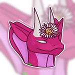 anthro female flower flower_on_head horn markings pink_body pink_scales plant scales simple_background snake_hood solo greatness ti-julie_(puroslavking) cobra mammal reptile scalie snake 1:1 absurd_res hi_res