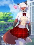 anthro biped bottomwear breasts clothed clothing cloud dipstick_tail female hair markings plant skirt solo tail tail_markings tree munkeesgomu maple_(munkeesgomu) canid canine fox mammal 2024 digital_media_(artwork) hi_res