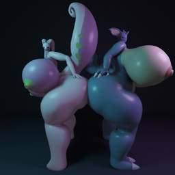 anthro areola ass_to_ass big_breasts big_tail breasts duo female glistening glistening_body glistening_skin hand_on_butt huge_breasts hyper hyper_breasts looking_at_viewer nipples pink_areola pink_nipples purple_areola purple_nipples small_head tail thick_thighs darkdraketom nintendo pokemon generation_1_pokemon generation_6_pokemon goodra nidoqueen pokemon_(species) 1:1 3d_(artwork) blender_(artwork) digital_media_(artwork)