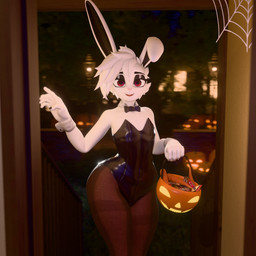 anthro bunny_costume clothing costume femboy food fruit fur hair happy holidays huge_hips makeup male night plant pumpkin red_eyes small_waist solo thick_thighs white_body white_fur white_hair wide_hips sykonejo sykonejo_(modeler) halloween nyx_(sykonejo) lagomorph leporid mammal rabbit 1:1 3d_(artwork) absurd_res digital_media_(artwork) hi_res