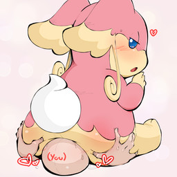 2_toes 3_fingers 5_fingers ambiguous_gender anthro bestiality biped blue_eyes blush blush_lines bodily_fluids butt butt_grab dipstick_ears disembodied_hand duo ear_markings faceless_character faceless_human facesitting feet feral fingers fur grope half-closed_eyes hand_on_butt heart_symbol hearts_around_head human_on_feral interspecies looking_back monobutt multicolored_body multicolored_ears multicolored_fur narrowed_eyes on_model open_mouth pink_background pink_body pink_fur pokephilia rear_view short_tail simple_background sitting_on_another slightly_chubby spread_butt spreading sweat tail toes tongue two_tone_body two_tone_fur white_tail yellow_body yellow_fur aka_leopard nintendo pokemon anon audino generation_5_pokemon human mammal pokemon_(species) 1:1 absurd_res hi_res