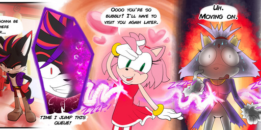 anthro bodily_fluids dialogue drooling elemental_manipulation female fire fire_manipulation frustrated group heart_symbol insane male naughty_face possession public saliva speech_bubble store sweat sweatdrop text koabao sega sonic_boom sonic_the_hedgehog_(series) amy_rose blaze_the_cat cream_the_rabbit dusk_penumbra rouge_the_bat sticks_the_jungle_badger badger bat canid canine domestic_cat eulipotyphlan felid feline felis fox hedgehog lagomorph leporid mammal mustelid musteline rabbit 2023 absurd_res colored english_text hi_res long_image wide_image