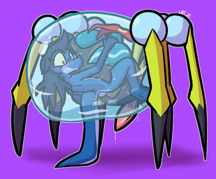 anthro anthro_on_feral asphyxiation balls bestiality big_penis black_body black_exoskeleton blue_balls blue_body blue_eyes blue_hair blue_scales blush breath_play drowning erection exoskeleton feral genitals hair holding_breath male male/male motion_lines penis pink_penis puffed_cheeks purple_background scales simple_background vein veiny_penis white_eyes yellow_body yellow_exoskeleton yellow_sclera ultilix nintendo pokemon ulti_(ultilix) araquanid generation_7_pokemon lizard pokemon_(species) reptile scalie 2025