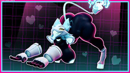 all_fours anthro areola ass_up big_breasts big_butt black_body blue_areola blue_clothing blue_hair blue_nipples blue_thong blue_underwear boots breasts butt clothing cord_tail ear_piercing ear_ring electrical_plug electrical_plug_tail energy female fingerless_gloves footwear gloves glowing glowing_mouth glowing_nipples hair handwear heart_symbol high_heeled_boots high_heels machine nipples open_mouth open_smile piercing platform_footwear platform_heels ring_piercing shoes shoulder_pads smile solo tail thick_thighs thong tongue tongue_out underwear uvula white_boots white_clothing white_fingerless_gloves white_footwear white_gloves white_handwear wide_hips yellow_eyes lightshow_nsfw cryptiacurves_(modeler) deltarune undertale_(series) tasque_manager darkner felid feline mammal robot robot_anthro 3d_(artwork) absurd_res digital_media_(artwork) full-length_portrait hi_res portrait