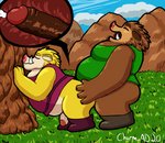 anal anthro belly blush bodily_fluids brown_body brown_fur cum cum_inside duo ejaculation fur genital_fluids male male/male outside overweight overweight_male sex yellow_body yellow_fur charmcharmcharm dragon_quest square_enix mammal orc_(dragon_quest) orc_chieftain suid suine sus_(pig) wild_boar 2020