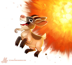 ambiguous_gender black_eyes brown_body brown_fur explosion facial_hair feral fire fur goatee horn humor open_mouth pun solo tan_body tan_fur teeth text visual_pun piper_thibodeau bovid caprine goat mammal digital_media_(artwork) digital_painting_(artwork) painting_(artwork) url