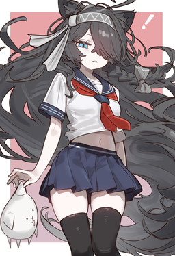 :3 :< accessory ahoge ambiguous_gender bangs black_hair blue_eyes bottomwear bow_tie braided_hair breasts clothing dominant dominant_female dot_eyes duo emanata exclamation_point eyebrows eyelashes female feral flowing_hair hair hair_accessory hair_over_eye hairband half-closed_eyes holding_another inner_ear_fluff legwear looking_at_viewer messy_hair narrowed_eyes navel one_eye_obstructed open_mouth pose pupils school_uniform simple_eyes skirt slim slit_pupils small_breasts standing thick_thighs thigh_gap thigh_highs tied_hair tuft uniform white_body ebora ponos_corp. the_battle_cats basic_cat kasli kasli_the_scourge animal_humanoid domestic_cat felid felid_humanoid feline feline_humanoid felis humanoid mammal mammal_humanoid 2025 digital_drawing_(artwork) digital_media_(artwork) hi_res portrait