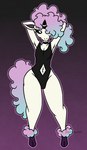 anthro black_sclera clothing collar hair male multicolored_hair solo swimwear thick_thighs wide_hips nerdyreindeer nintendo pokemon felix_(nerdyreindeer) equid equine galarian_form galarian_ponyta generation_8_pokemon mammal pokemon_(species) regional_form_(pokemon) hi_res