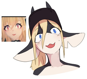 anthro biped blonde_hair blue_eyes blush clothed clothed_anthro clothed_female clothing countershade_torso countershading female front_view hair hat headgear headwear looking_at_viewer open_mouth simple_background solo buta99 cissia_(zenless_zone_zero) olive_(buta99) aquatic fish shark 2026 absurd_res digital_drawing_(artwork) digital_media_(artwork) hi_res