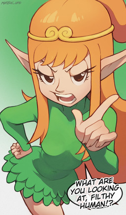 5_fingers arms_bent asking asking_viewer black_eyebrows brown_eyes brown_line_art circlet clothed clothed_female clothed_humanoid clothing dress eyebrows female female_humanoid fingers fist furrowed_eyebrows gesture gradient_background green_background green_clothing green_dress hair half-closed_eyes hand_gesture hand_on_hip hand_on_own_hip humanoid_pointy_ears insult insulting_viewer light looking_at_viewer narrowed_eyes navel_outline not_furry open_mouth orange_hair pointing pointy_ears ponytail question simple_background solo talking_to_viewer tan_body tan_skin teeth text tight_clothing tight_dress yelling yelling_at_viewer mateus_upd elf_comic elf_(merrivius) elf humanoid 2024 artist_name colored colored_line_art digital_drawing_(artwork) digital_media_(artwork) english_description english_text hi_res lighting shaded