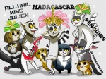 alternate_universe anthro counterpart crown feathers group headgear keyboard_instrument keytar leaf male musical_instrument simple_background square_crossover text meloncurry all_hail_king_julien dreamworks madagascar_(series) the_penguins_of_madagascar king_julien maurice_(madagascar) mort_(madagascar) aye-aye goodman's_mouse_lemur lemur mammal mouse_lemur primate ring-tailed_lemur strepsirrhine english_text