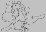 anthro bodily_fluids cum female genital_fluids genitals penetration pussy solo vaginal vaginal_penetration podo nintendo pokemon generation_4_pokemon lopunny pokemon_(species) digital_drawing_(artwork) digital_media_(artwork) line_art low_res monochrome