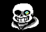 ambiguous_gender bone not_furry skeleton solo kickthebucket undertale_(series) sans_(undertale) animated_skeleton humanoid undead digital_media_(artwork) headshot_portrait pixel_(artwork) portrait