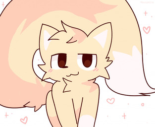 :3 ambiguous_anthro ambiguous_gender anthro blush blush_lines fluffy fluffy_tail fur heart_symbol looking_at_viewer nude_ambiguous nude_anthro orange_body orange_fur pointy_ears prick_ears simple_background smile smiling_at_viewer solo tail white_background white_inner_ear mauzymice boy_kisser_(meme) silly_cat_(mauzymice) domestic_cat felid feline felis mammal 2022 4:3 flat_colors meme