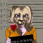 anthro clothing crazy_eyes female hidden_message holding_object holding_sign inmates_clothing jail_placard jumpsuit mugshot number orange_jumpsuit placard prison sign solo tattoo headless_hound_art christy_the_lop lagomorph leporid mammal rabbit 1:1