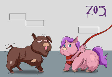 1_missing_limb ambiguous_feral ambiguous_gender amputee blind bloodshot_eyes blue_eyes bodily_fluids brown_body brown_eyes brown_fur disability duo emaciated feral fur hair harness hooves horn leash missing_leg missing_limb mouth_closed offscreen_character open_mouth outside pink_body pink_fur pink_horn pink_wings purple_hair purple_tail quadruped side_view standing sweat tail teeth text wings young young_ambiguous young_feral z05 fluffy_pony mythology ambient_arthropod ambient_fly ambient_insect equid equine fluffy_pony_(species) mammal mythological_creature mythological_equine winged_unicorn 2024 artist_name digital_media_(artwork) english_description hi_res shaded