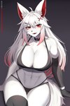anthro big_breasts bikini biped breasts camel_toe clothed clothing female front_view hair huge_breasts kemono open_mouth pupils simple_background smile solo swimwear thick_thighs two-piece_swimsuit wide_hips homura_kyuu canid canine mammal 2:3 hi_res