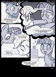 2014 absurd_res applejack_(mlp) comic dialogue earth_pony english_text equid equine feathered_wings feathers female feral freckles friendship_is_magic fur gsphere hair hasbro hi_res horn horse mammal monochrome my_little_pony mythological_creature mythological_equine mythology pony simple_background text twilight_sparkle_(mlp) unicorn white_background winged_unicorn wings