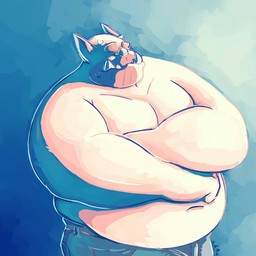 belly big_belly bottomwear clothed clothing crossed_arms grey_bottomwear grey_clothing grey_pants horn humanoid_pointy_ears male male_humanoid moobs mouth_closed narrowed_eyes navel obese obese_male overweight overweight_humanoid overweight_male pants pink_body pink_skin pointy_ears simple_background small_horn solo standing topless white_horn chocolateandmilk humanoid imp 1:1 2016 dated hi_res signature
