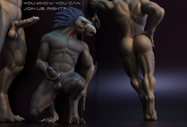 anthro balls butt calf_muscles dialogue erection genitals glans group humanoid_genitalia humanoid_penis male masturbation nude open_mouth penile penile_masturbation penis presenting presenting_hindquarters text trio no-name-no-problem halo_(series) microsoft xbox_game_studios alien humanoid kig-yar sangheili scalie t'vaoan 3d_(artwork) digital_media_(artwork) english_text hi_res