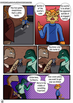 alley anthro baseball_bat bat_(object) dialogue goons male plastic_bag text loin_warrior popsicle_(loin_warrior) crocodile crocodilian felid feline mammal mouse murid murine reptile rodent scalie snake absurd_res comic english_text hi_res